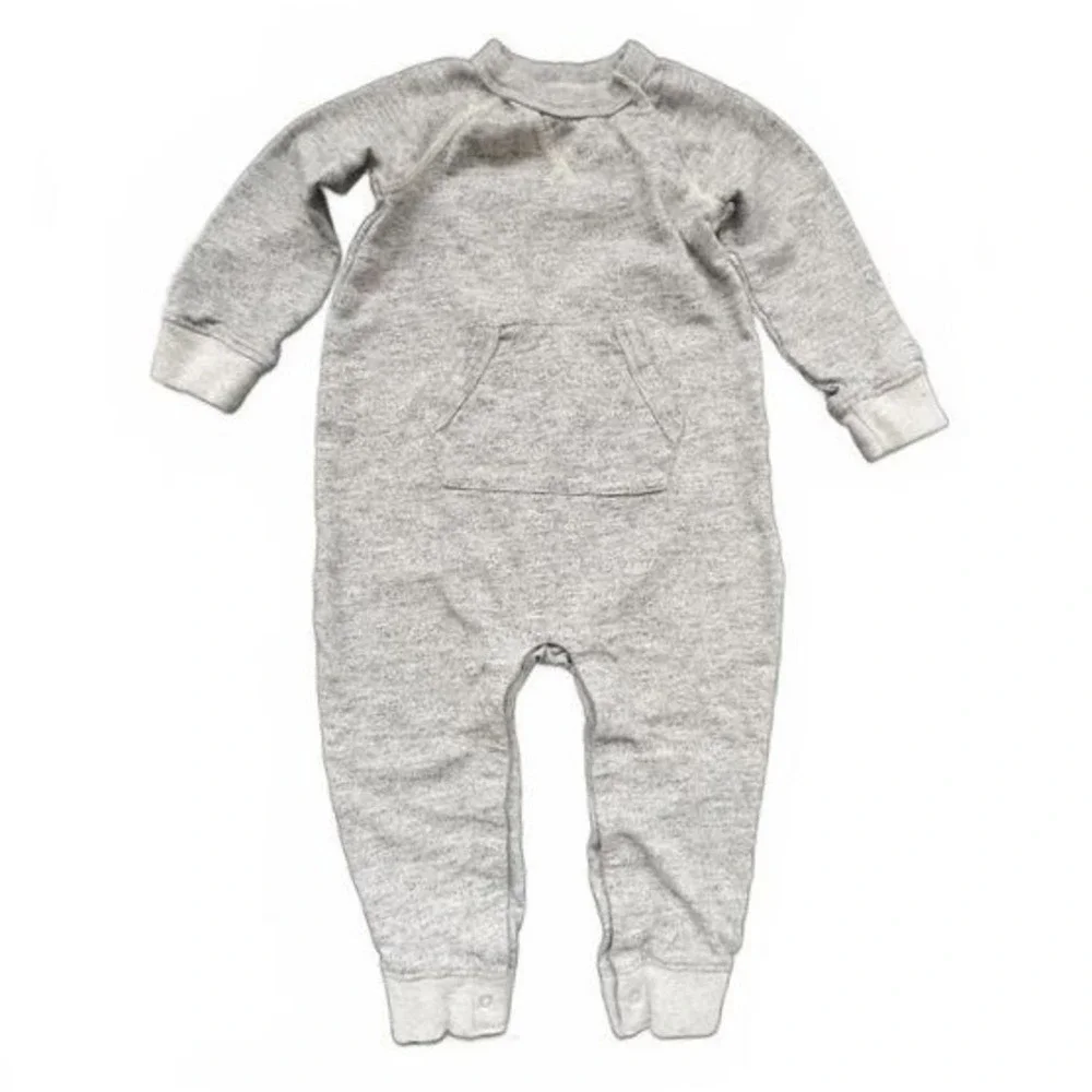 Baby Gap Romper‎ Gray Heather Long Sleeve Kangaroo Pocket 18-24 Months